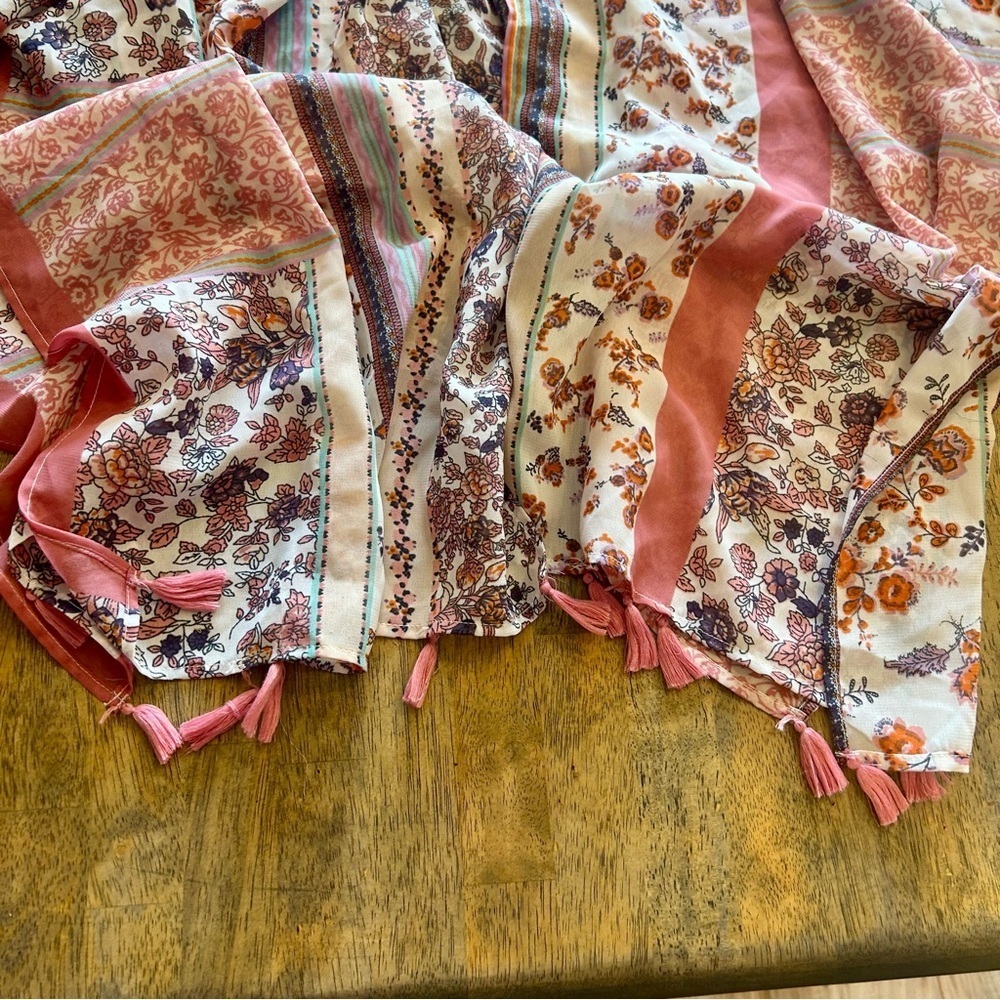 Kimono: Ultra Pink Floral and Striped - Pink and Orange - Picture 3 of 5